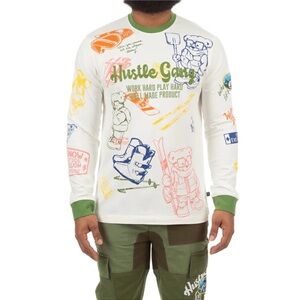 RARE! Hustle Gang Teddy Bear Snow Googles Mens Streetwear Long Sleeve Shirt 2X